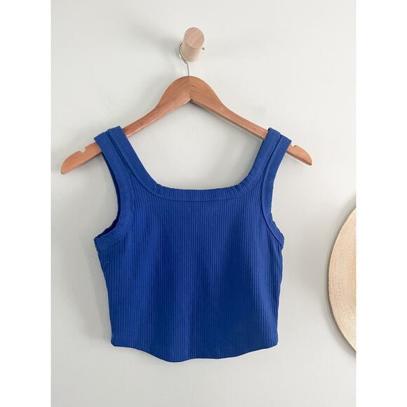 Madewell | NWT | The Tailored Crop Tank in Sleekhold | Pure Blue | Sz XS - Picture 7 of 7